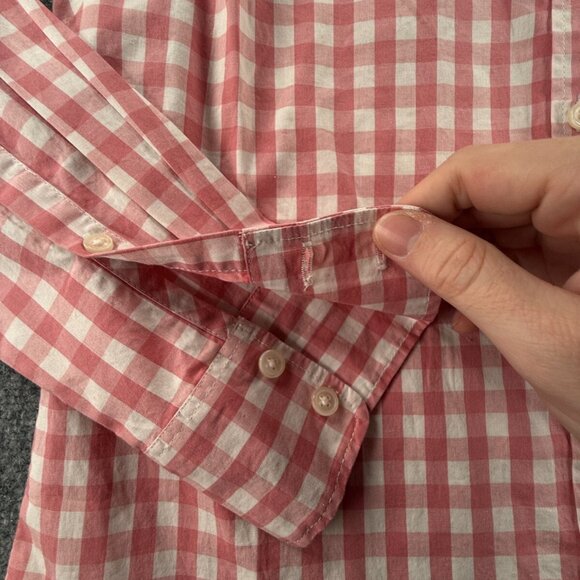 NWT J Crew Women Pink Check Button Up Shirt Long Sleeve Small Cotton Blend Adult - Picture 13 of 14